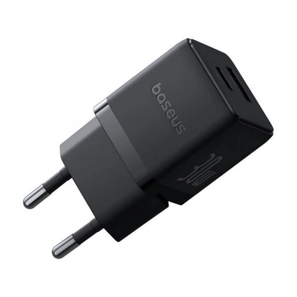BASEUS PALM hálózati töltő USB+Type-C aljzat 30W + Type-C kábel (P1011160A113-01) fekete