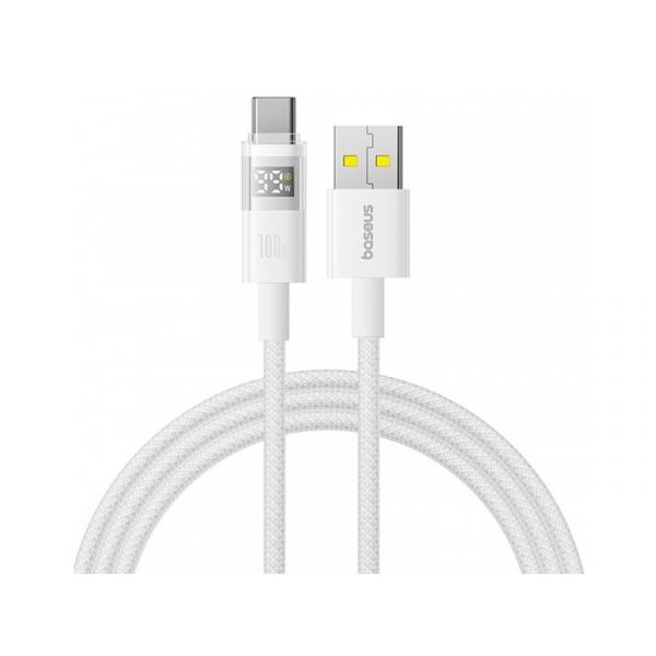 BASEUS DISPLAY II adatkábel - USB-A -Type-C, 100W, gyorstöltő, 200cm (P10382701211-01) fehér
