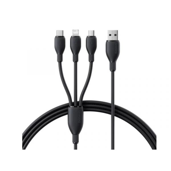 BASEUS adatkábel 3in1 Type-C - Type-C/ lightning/microUSB, 130cm (P10376303121-00) fekete