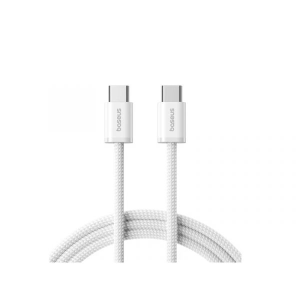 BASEUS DYNAMIC 4 adatkábel (Type-C - Type-C, 100W, PD gyorstöltő, cipőfűző, 200cm), fehér