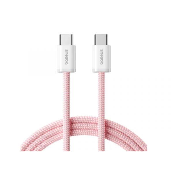 BASEUS DYNAMIC 4 adatkábel (Type-C - Type-C, 100W, PD gyorstöltő, cipőfűző, 200cm), rózsaszín