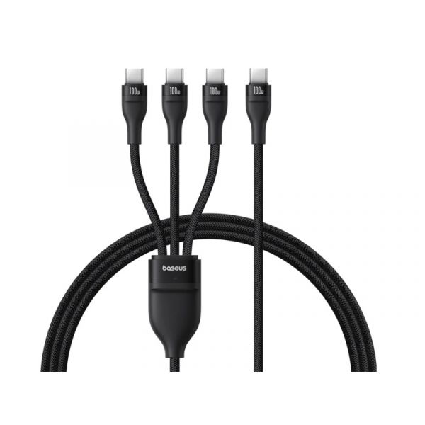 BASEUS FLASH SERIES III adatkábel 3in1 (Type-C - 3 Type-C, PD gyorstöltő, 100W, 150cm), fekete