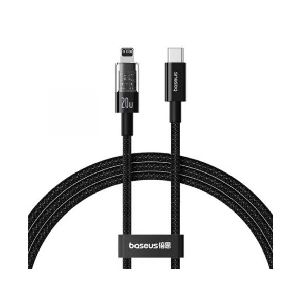 BASEUS GEM adatkábel (USB - lightning, 20W, PD gyorstöltő, cipőfűző, 100cm), fekete