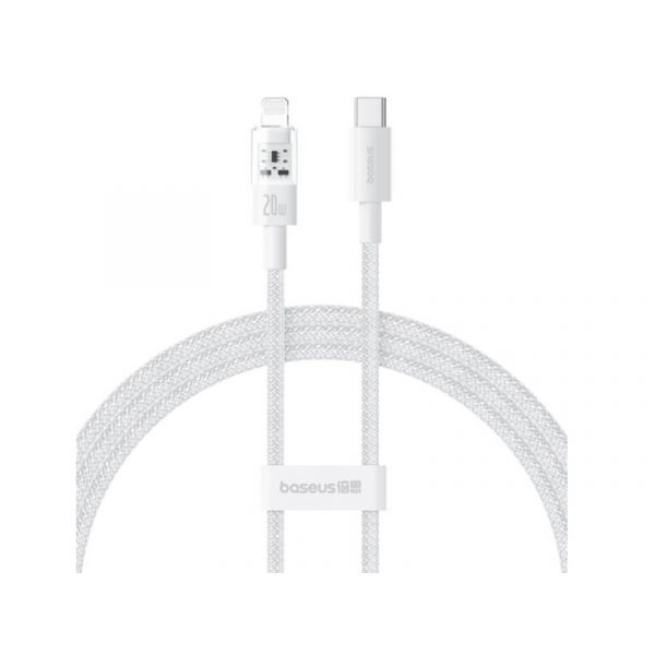 BASEUS GEM adatkábel (USB - lightning, 20W, PD gyorstöltő, cipőfűző, 200cm), fehér