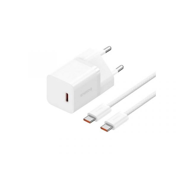BASEUS GaN5 MINI 1C Type-C 30W, PD gyorstöltő + Type-C kábel (P10110902213-00) fehér