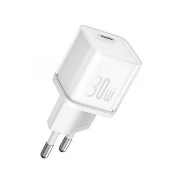 BASEUS GaN5S hálózati töltő Type-C aljzat (30W, PD gyorstöltő 3.0, GaN5S), fehér