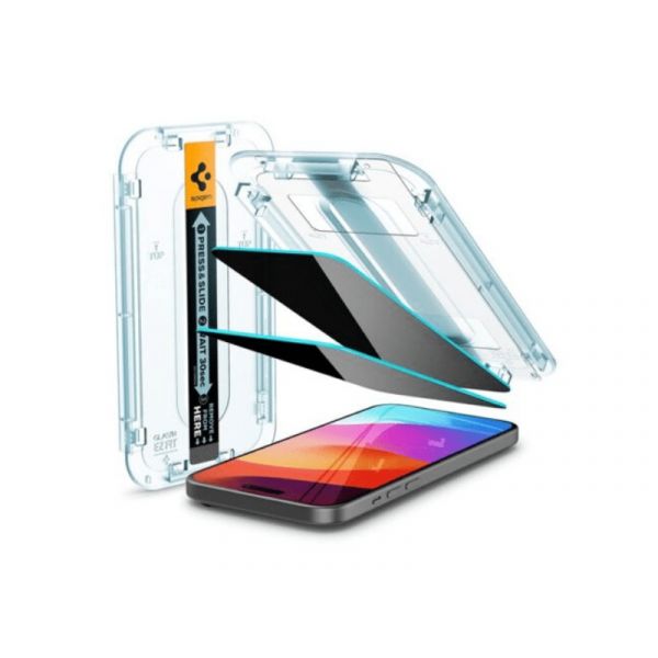 SPIGEN EZ FIT képernyővédő üveg 2db, ÁTLÁTSZÓ - iphone 15/16 (AGL06905)