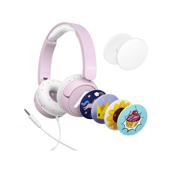 LAMAX SoundKid1 vezetékes gyerek fejhallgató (LXOHMSOKI01PA) pink