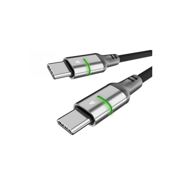 AVAX STEELY LED USB-C - USB-C Töltőkábel, 60W, 1m (AVAX_CB632) fekete