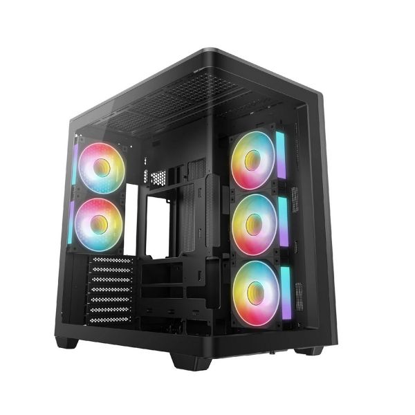 DEEPCOOL Ház ATX CG590U 5F, Tápegység nélkül, fekete, Üvegfalú