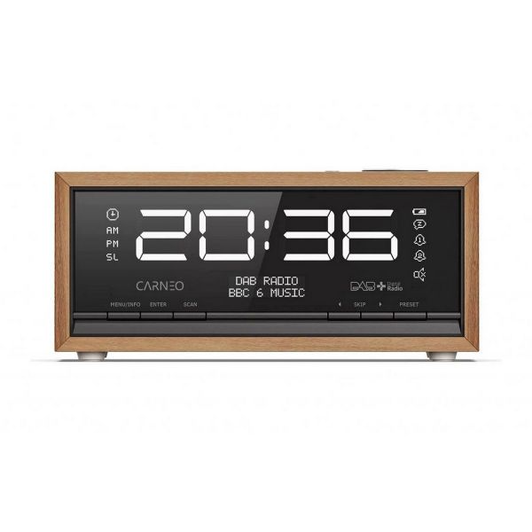 Carneo C100 DAB+ Rádió, FM, Bluetooth, Ébresztő, OLED, Fa (8588007861913)