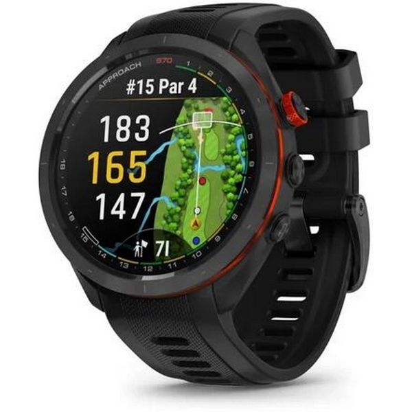 Garmin Approach S70 47mm Black Ceramic, Fekete Szilikon Szíj Okosóra (010-02746-12)