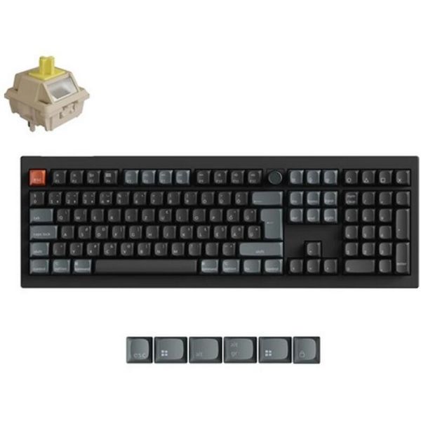 Keychron V6 Ultra 8K Bluetooth, Vezeték Nélküli, Magyar Silk POM Banana Mechanikus Billentyűzet (V6U-D4Z-HU)