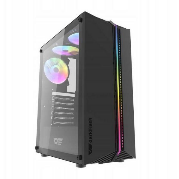 Darkflash DK151 LED-es számítógépház + 3 RGB ventilátor (DK151 BLACK)