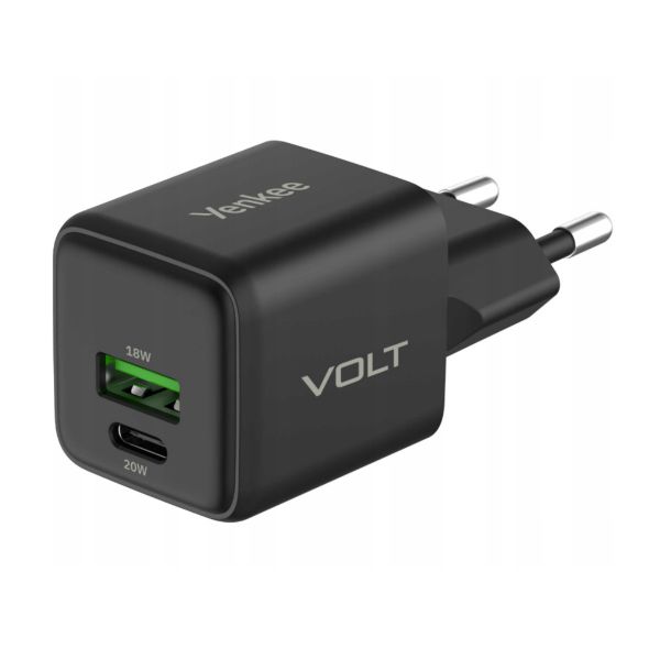 Yenkee YAC G38 BK GaN 18+20W Töltő (30029524) fekete