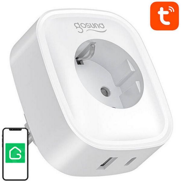 Gosund SP6 Wi-Fi/Bluetooth Okos konnektor, 16A, USB-C, 20W, Tuya