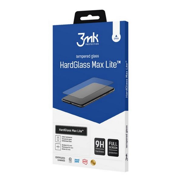 3MK HARD GLASS MAX LITE képernyővédő üveg (3D, 0.3mm, 9H) FEKETE (GP-174519)
