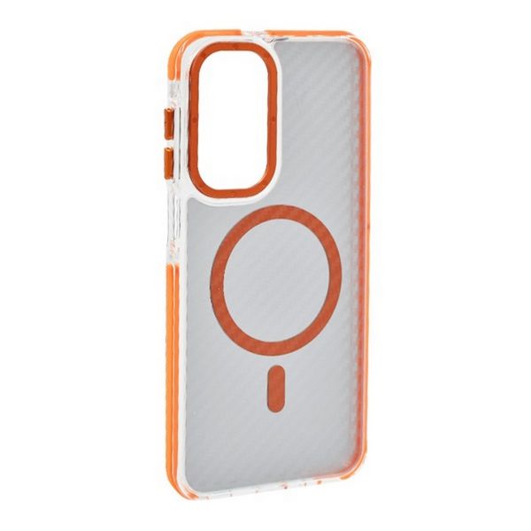 Gigapack Szilikon telefonvédő (ütésállóság, légpárnás sarok, karbon minta, wireless, MagSafe) NARANCSSÁRGA (GP-176061)