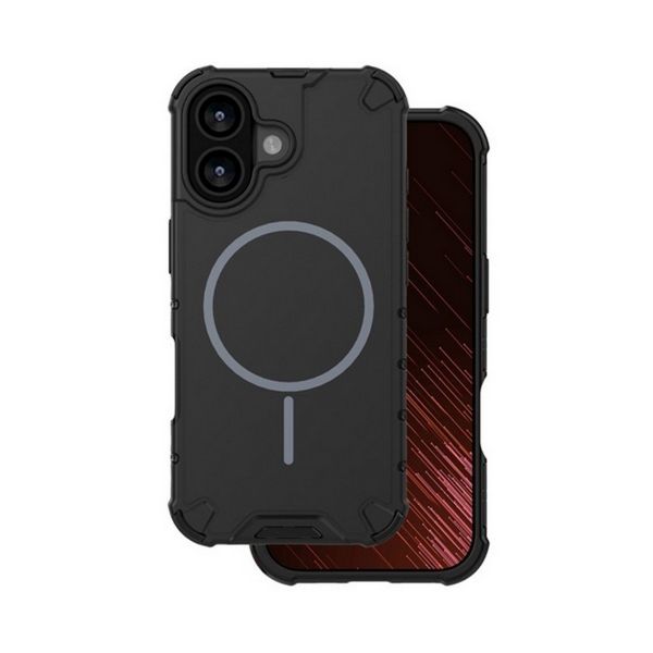 Gigapack Defender műanyag telefonvédő (ütésállóság, légpárnás sarok, matt, szilikon belső, MagSafe) FEKETE (GP-181480)