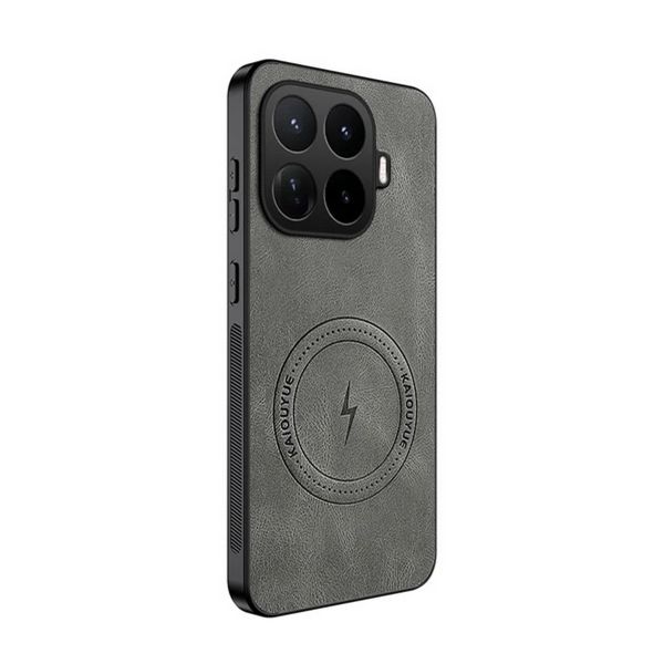 Gigapack Szilikon telefonvédő (nappa bőr hátlap, légpárnás sarok, MagSafe) SÖTÉTSZÜRKE (GP-189529)