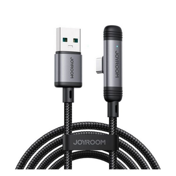 JOYROOM S-A56 ENJOYX SERIES adatkábel (USB - Type-C, 3A, gyorstöltő, 90 fokos, cipőfűző, 120cm) FEKETE (S-A56_AC)