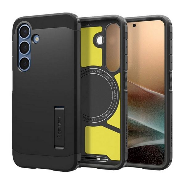SPIGEN TOUGH ARMOR MAG műanyag telefonvédő (ütésállóság, kitámasztó, MagSafe) FEKETE (ACS09008)