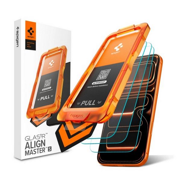 SPIGEN GLASS TR ALIGNMASTER S képernyővédő üveg 3db (2.5D, tokbarát, 9H + segédkeret) ÁTLÁTSZÓ (AGL10103)