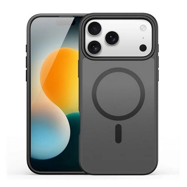 DUX DUCIS YIND szilikon telefonvédő (ütésállóság, kameravédő, matt, MagSafe) FEKETE (GP-173356)