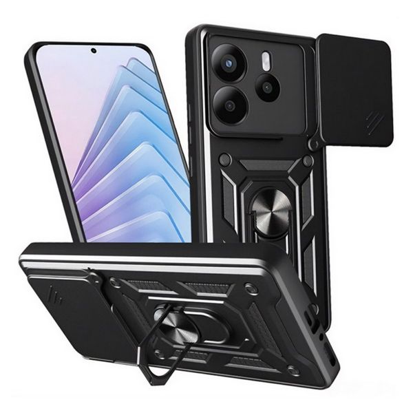 Gigapack Defender szilikon telefonvédő (ütésállóság, tartógyűrű, kameravédő) FEKETE (GP-166607)