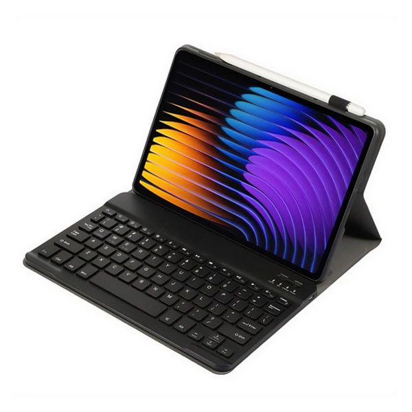 Gigapack Tok álló, bőr hatású (FLIP, bluetooth billentyűzet, asztali tartó, QWERTY, angol nyelvű) FEKETE (GP-169156)
