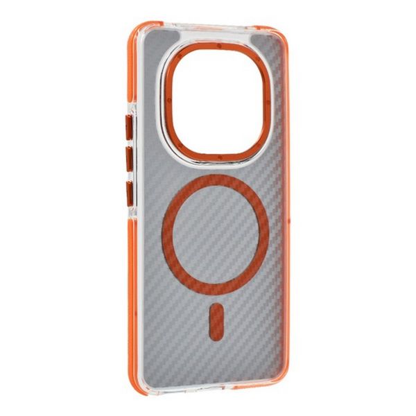 Gigapack Szilikon telefonvédő (ütésállóság, légpárnás sarok, karbon minta, wireless, MagSafe) NARANCSSÁRGA (GP-180647)