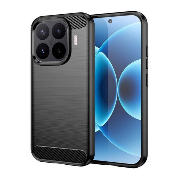 Gigapack Szilikon telefonvédő (ütésállóság, légpárnás sarok, szálcsiszolt, karbon minta) FEKETE (GP-187770)
