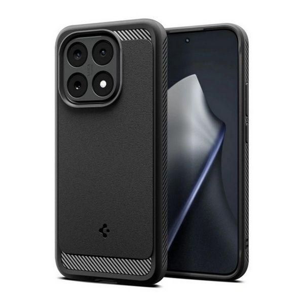 SPIGEN RUGGED ARMOR szilikon telefonvédő (ütésállóság, légpárnás sarok, karbon minta) FEKETE (ACS10459)