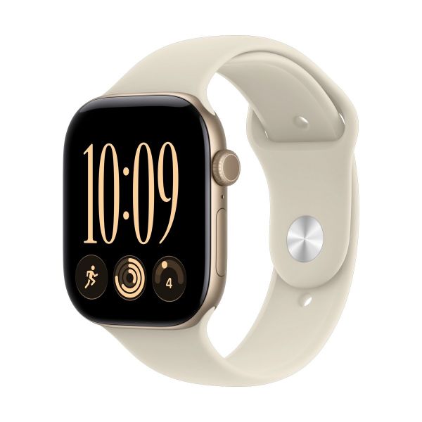 Apple Watch Series 12 GPS 46mm Light Gold Aluminium Case with Sand Sport Band - S/M (MJEN4MP/A)
