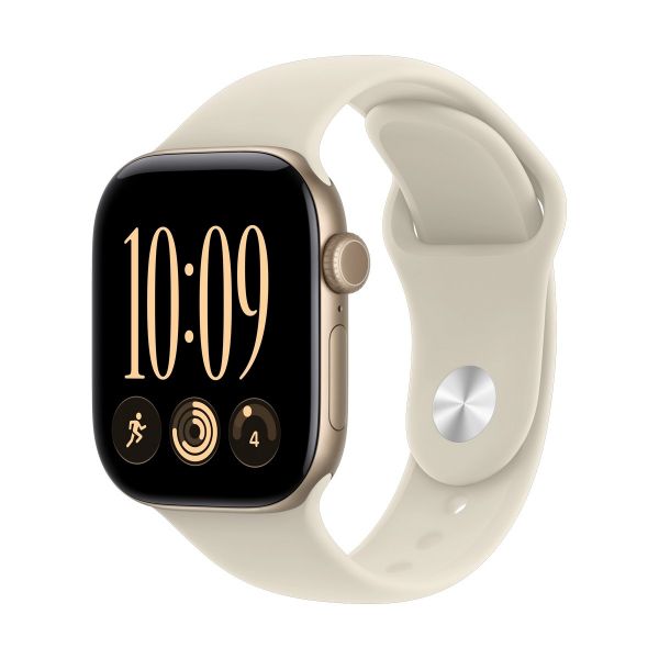 Apple Watch Series 12 GPS + Cellular 42mm Light Gold Aluminium Case with Sand Sport Band - S/M (MJG24MP/A)