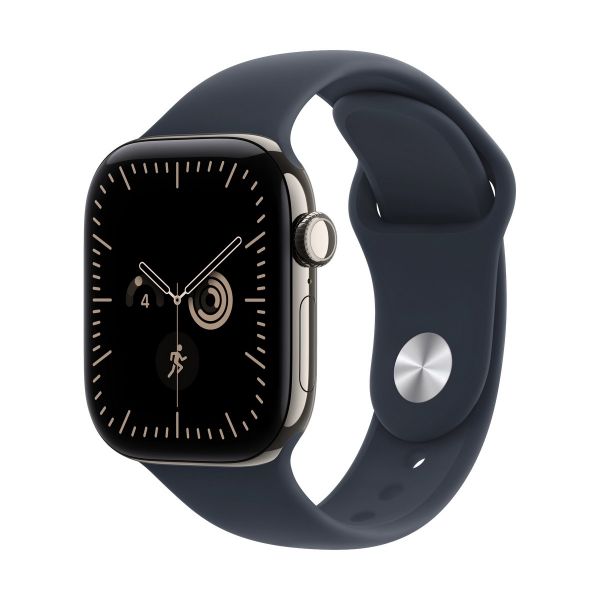 Apple Watch Series 12 GPS + Cellular 42mm Natural Titanium Case with Navy Blue Sport Band - S/M (MJGF4MP/A)