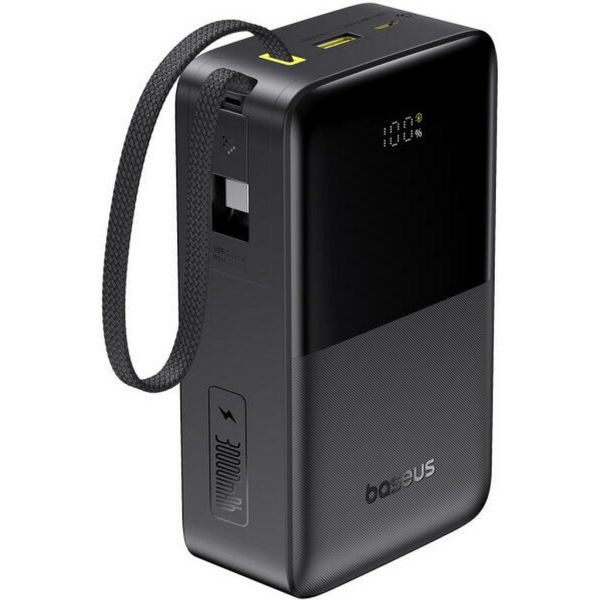Baseus EnerFill FC51 Bipow 2 Pro gyorstöltő powerbank 30000 mAh, 22.5W, beépített USB Type-C kábel, fekete (E0028100)