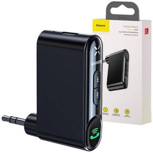 Baseus BSBA-02 AUX Bluetooth audió vevő, fekete (WXQY010001)