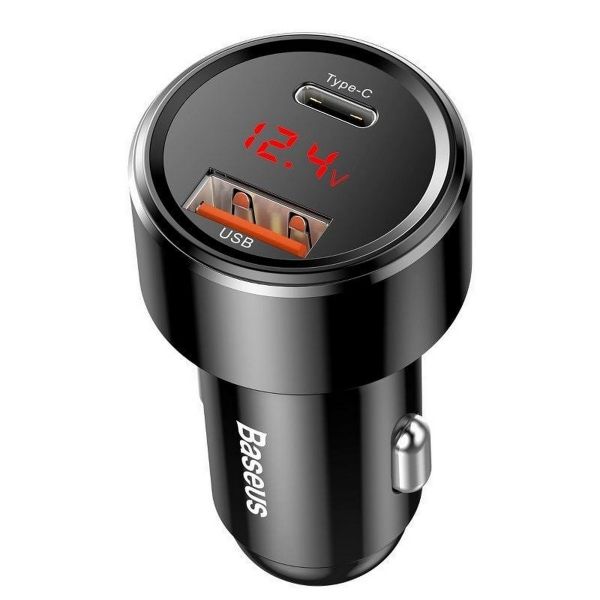 Baseus Magic PPS autós gyorstöltő 45W, USB Type-A + USB Type-C, fekete (CCMLC20C-01)