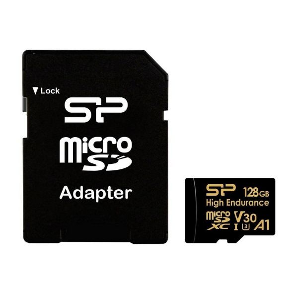 SILICON POWER Memóriakártya MicroSDXC 128GB CL10 UHS-I U3 V30 A1, Golden Series High Endurance (SP128GBSTXDV3V1HSP)