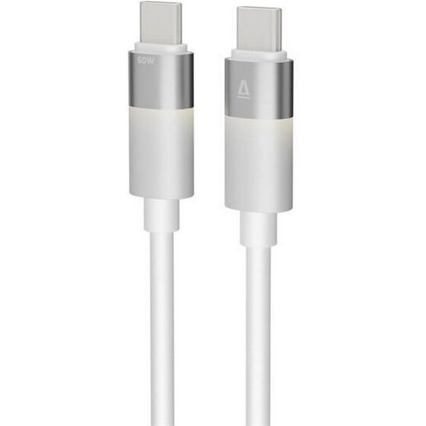 AVAX CB316 GLOWY 60W USB-C gyorstöltő kábel, fehér - 1m