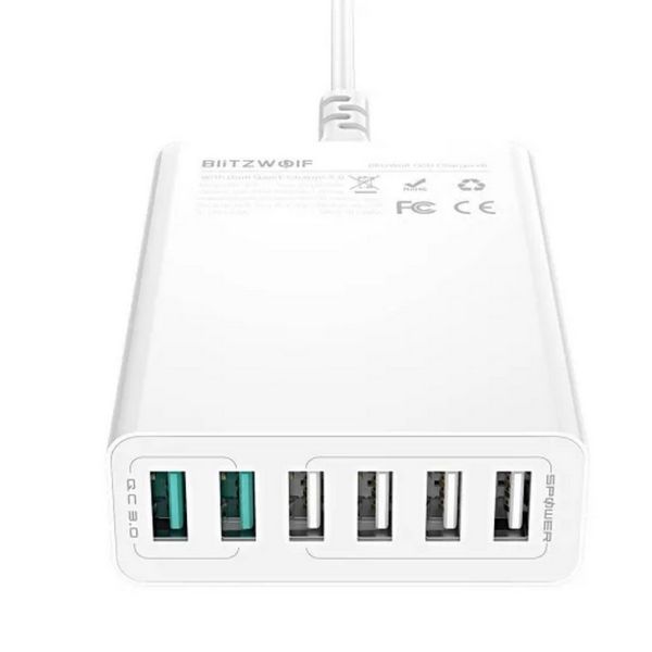 Blitzwolf BW-S15 6x USB töltő, QC 3.0, 60W (fehér) (BW-S15 EU)