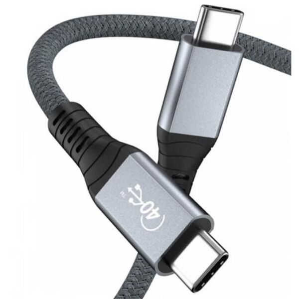 AVAX CB902 THUNDER 240W/40Gbps USB4.0/Intel Thunderbolt TM 4 fonott kábel, viharszürke - 1m