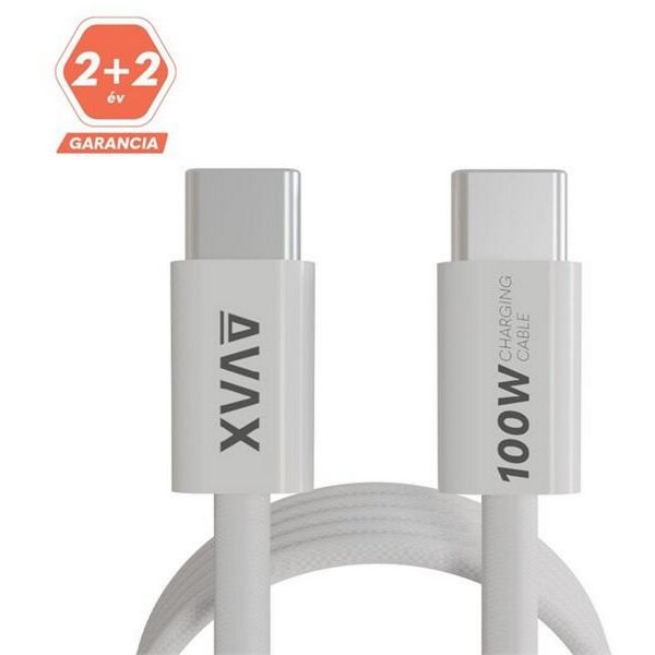 AVAX CB610W MAGNETY 100W USB C mágneses gyorstöltő kábel, fonott, fehér - 1m