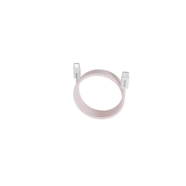 AVAX CB610P MAGNETY 100W USB C mágneses gyorstöltő kábel, fonott, rózsaszín - 1m