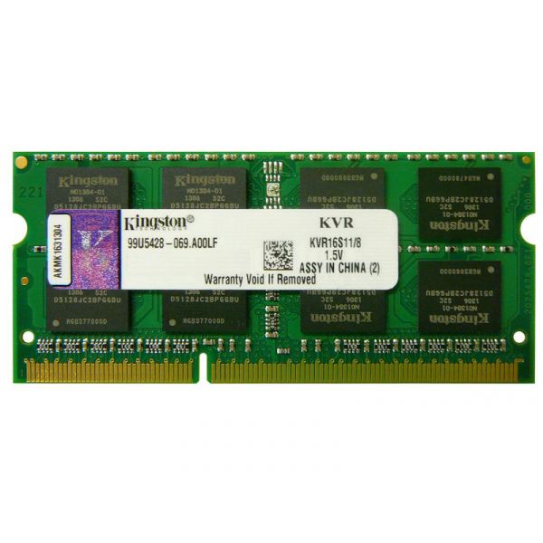 KINGSTON 8GB DDR3 1600MHZ (KVR16S11/8) notebook memória