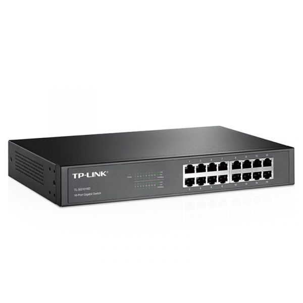 TP-LINK 16x1000Mbps (TL-SG1016D) Fémházas Rack-es Switch