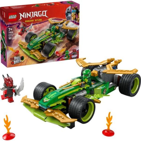LEGO NINJAGO Lloyd hátrahúzhatós versenyautója, történetmesélős játékszett (71828)