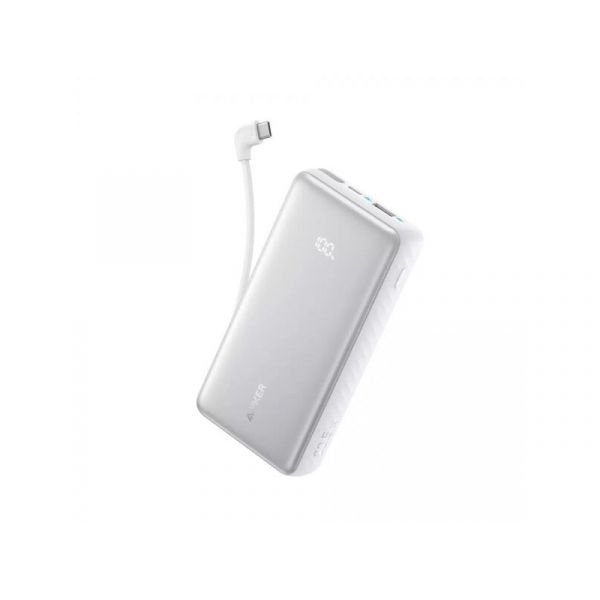 Anker Zolo Power Bank (10K, 22.5W, Built-In USB-C Cable) White (A110DH21)
