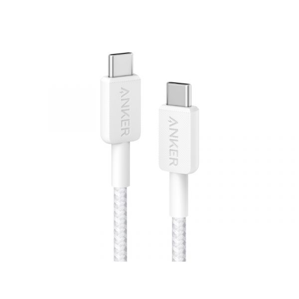 Anker 322 USB-C to USB-C Cable (3ft Braided) White (A81F5G21)